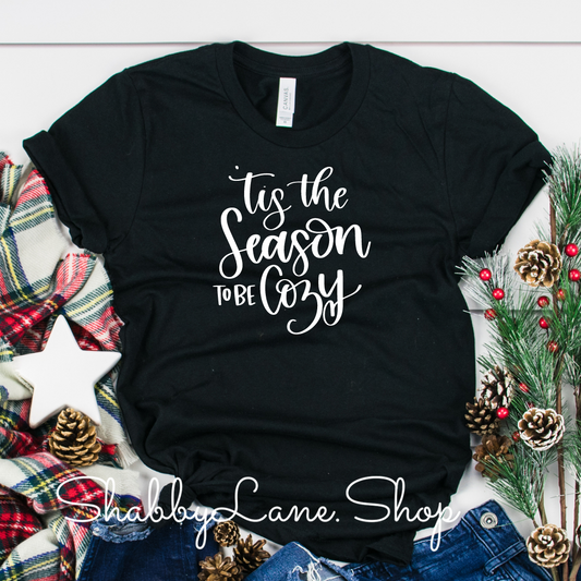 ‘‘Tis the season to be cozy - Black tee Shabby Lane   