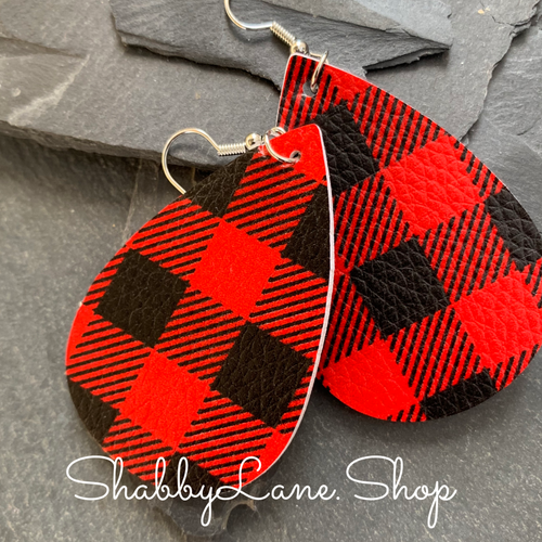 Buffalo plaid  earrings -Red style 2  Shabby Lane   