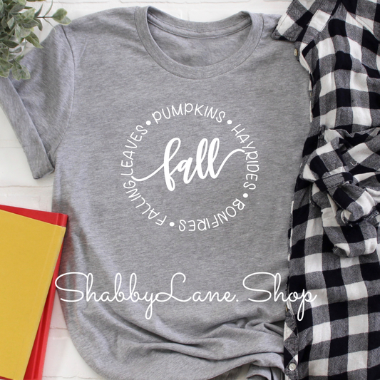 Fall pumpkins hayrides bonfires - heather gray tee Shabby Lane   