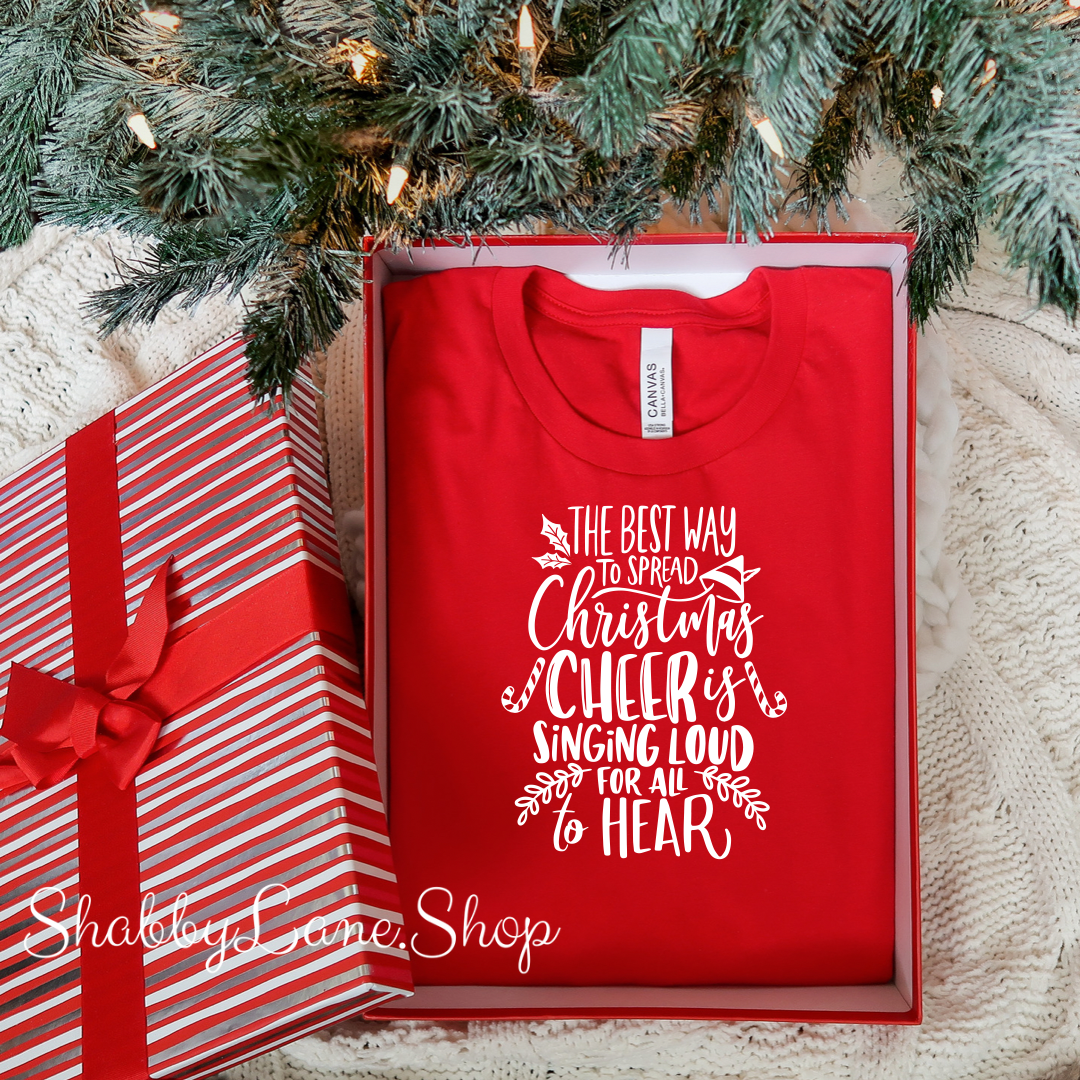 Spread Christmas cheer- Red Short Sleeve tee Shabby Lane   