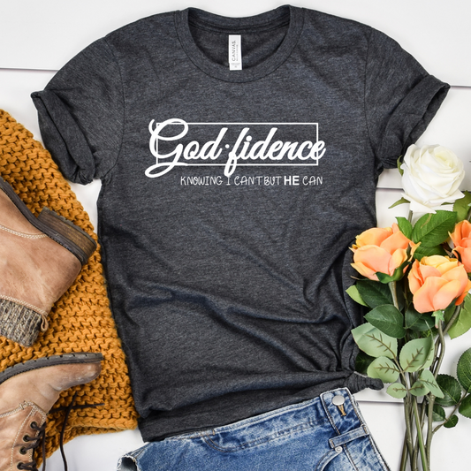 God Fidence - Dk Gray tee Shabby Lane   