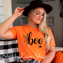 Load image into Gallery viewer, Boo Halloween T-shirt- orange tee Shabby Lane   