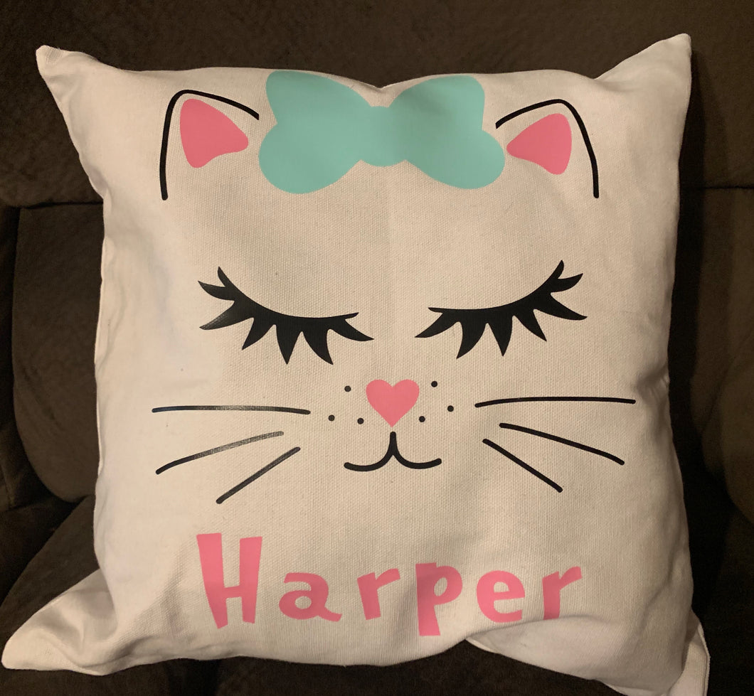 Kitten personalized Canvas pillow  Shabby Lane   