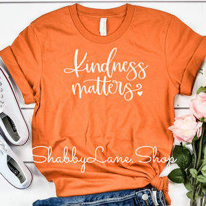 Kindness Matters - burnt orange tee Shabby Lane   