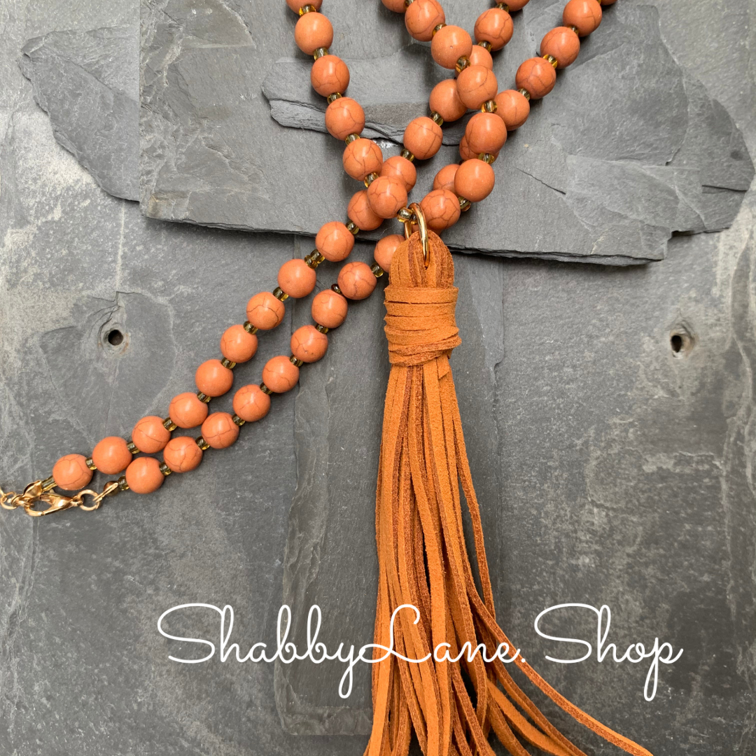 Tassel beaded necklace - light brown  Shabby Lane   