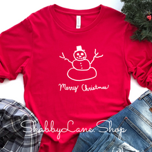 Load image into Gallery viewer, Snowman Merry Christmas- Cameron Collection Red tee Shabby Lane   