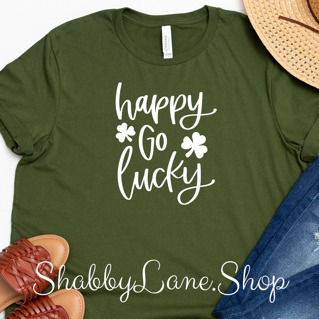 Happy go Lucky - T-shirt olive tee Shabby Lane   