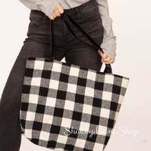 Load image into Gallery viewer, Sweet buffalo plaid tote - black and white  Shabby Lane   