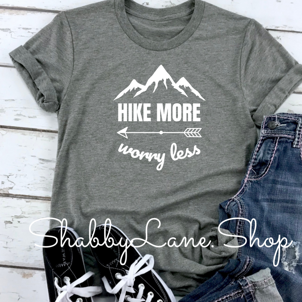 Hike More Worry Less - Heather dark Gray tee Shabby Lane   