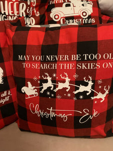 May you never be too old ... Christmas Eve red buffalo plaid  Shabby Lane   