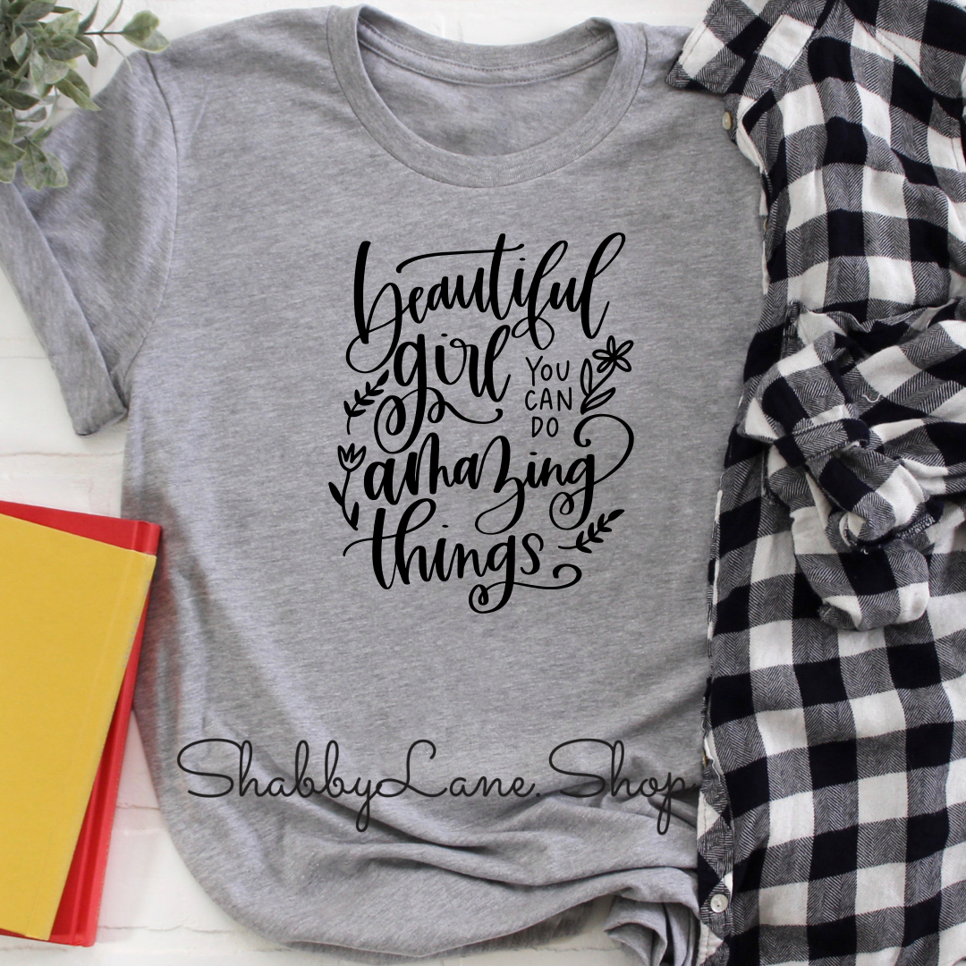 Beautiful Girl - Gray T-shirt tee Shabby Lane   