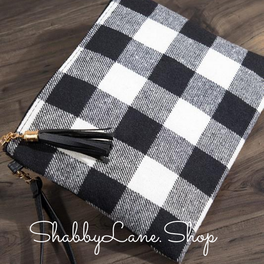 White and black plaid crossbody/wristlet  Shabby Lane   