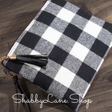 Load image into Gallery viewer, White and black plaid crossbody/wristlet  Shabby Lane   