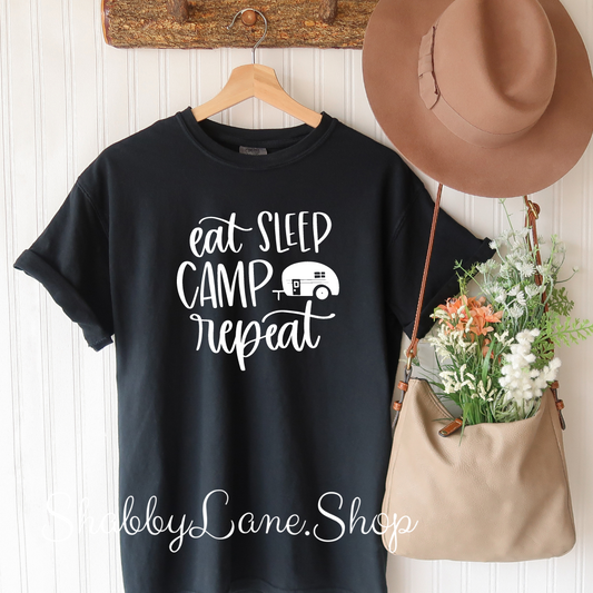 Eat Sleep Camp - Black T-shirt tee Shabby Lane   