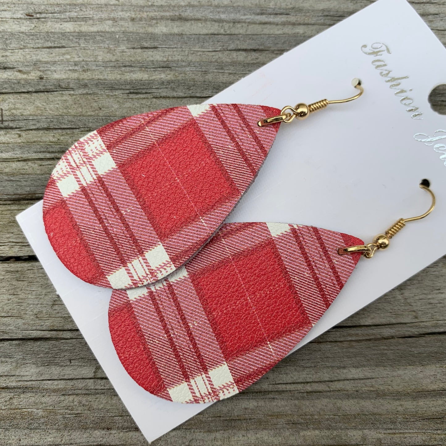 Buffalo plaid leather earrings  Shabby Lane   