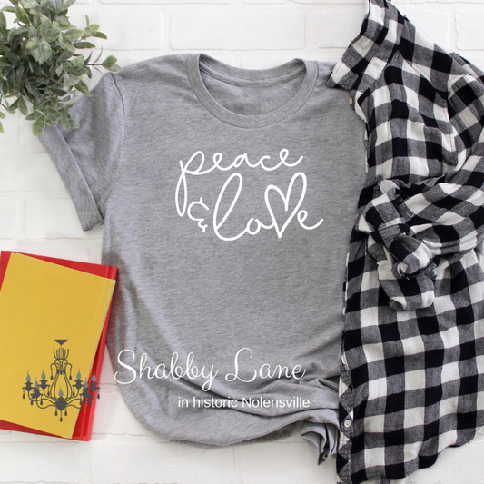 Peace and Love grey tee tee Shabby Lane   