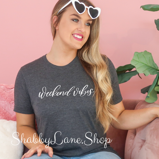 Weekend Vibes - Dark Gray T-shirt tee Shabby Lane   