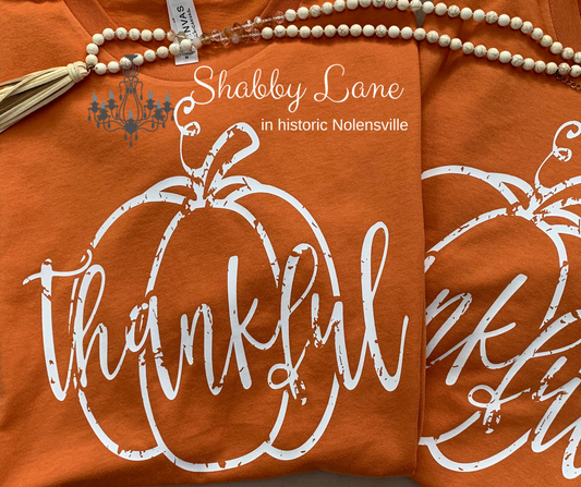 Thankful grunge pumpkin tee orange tee Shabby Lane   