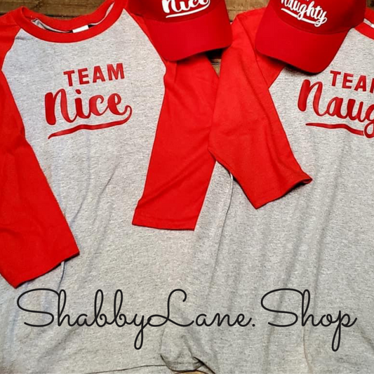 Team Nice- red sleeves gray unisex tee Shabby Lane   