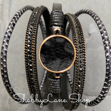 Load image into Gallery viewer, Gorgeous layered bracelet - black 2 Faux leather Shabby Lane   