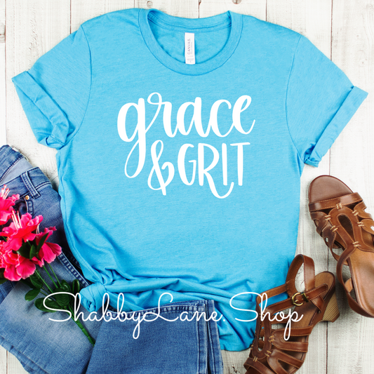 Grace and Grit tee Aqua tee Shabby Lane   