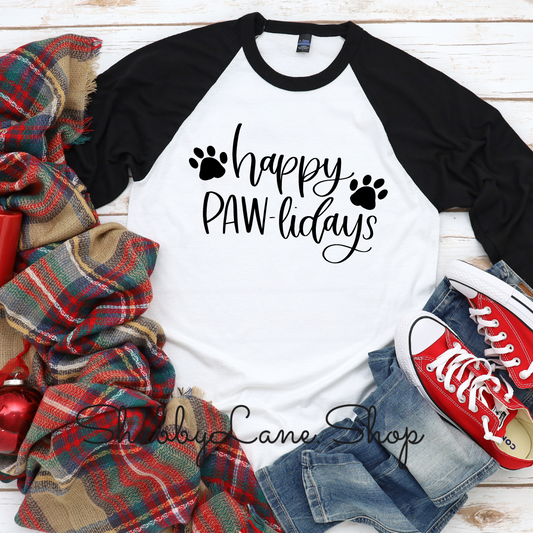 Happy Paw-Lidays black sleeves tee Shabby Lane   