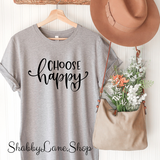 Choose Happy - Gray T-shirt tee Shabby Lane   