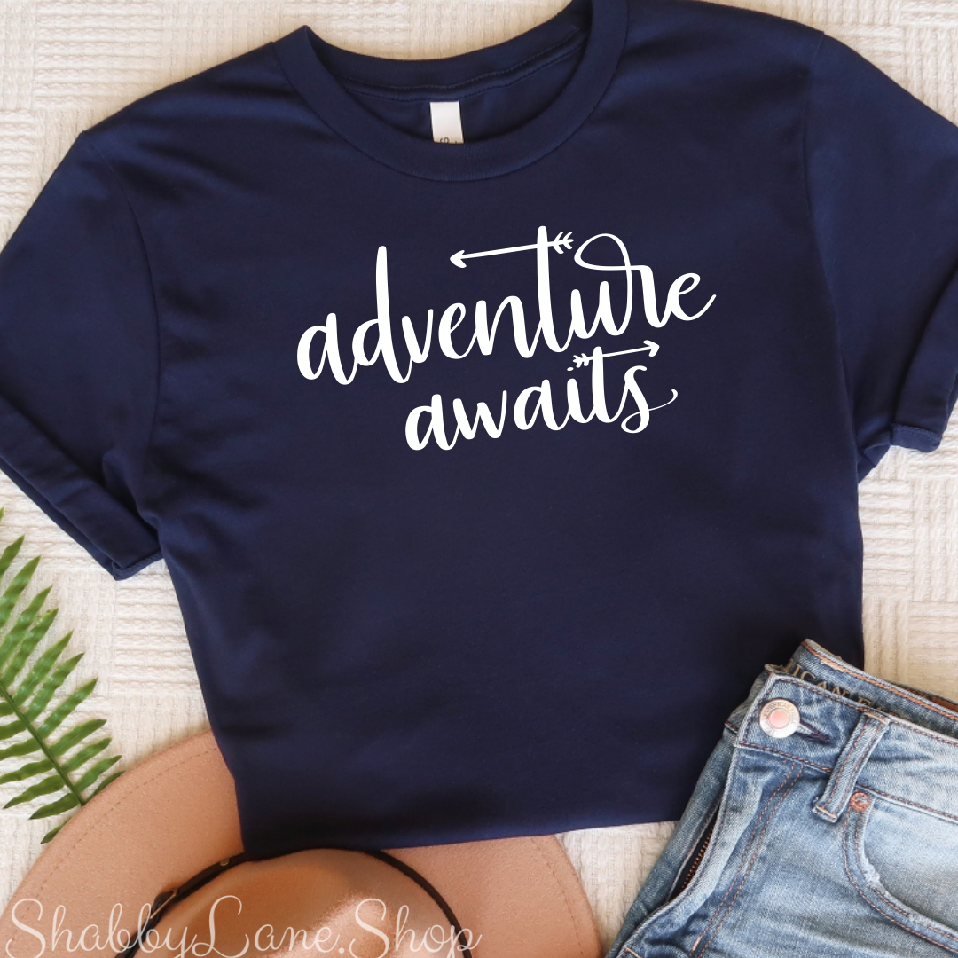 Adventure awaits - navy tee tee Shabby Lane   