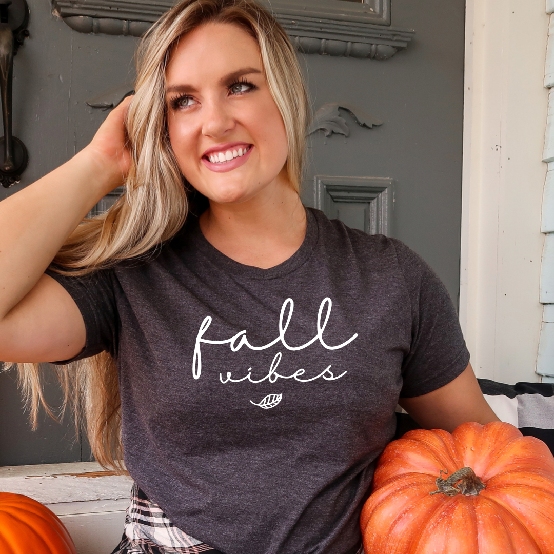 Fall vibes leaf - Dark Gray t-shirt tee Shabby Lane   