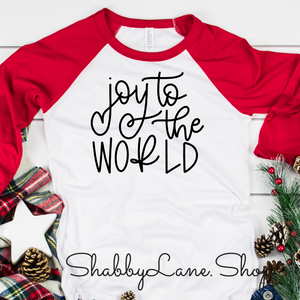 Joy to the World - red sleeves tee Shabby Lane   