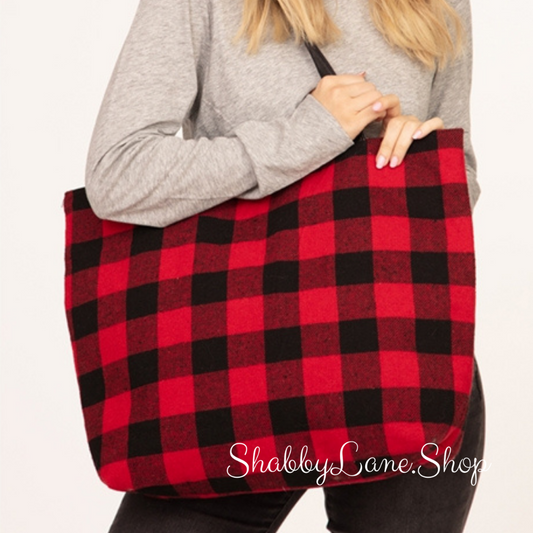 Sweet buffalo plaid tote - red  Shabby Lane   