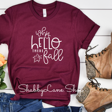 Load image into Gallery viewer, Why Hello there Fall - maroon tee Shabby Lane   