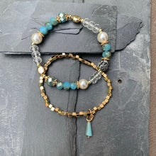 Load image into Gallery viewer, Beaded aqua/blue bracelet duo - Mermaid  Shabby Lane   