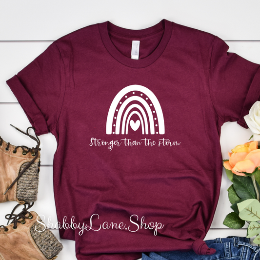 Rainbow stronger than the storm - Maroon tee Shabby Lane   