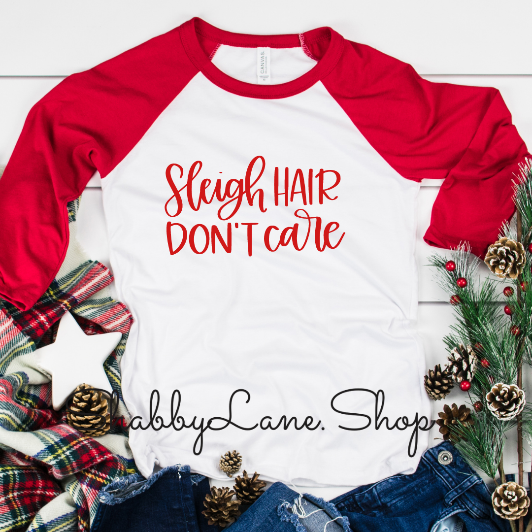 Sleigh hair don’t care - red sleeves tee Shabby Lane   