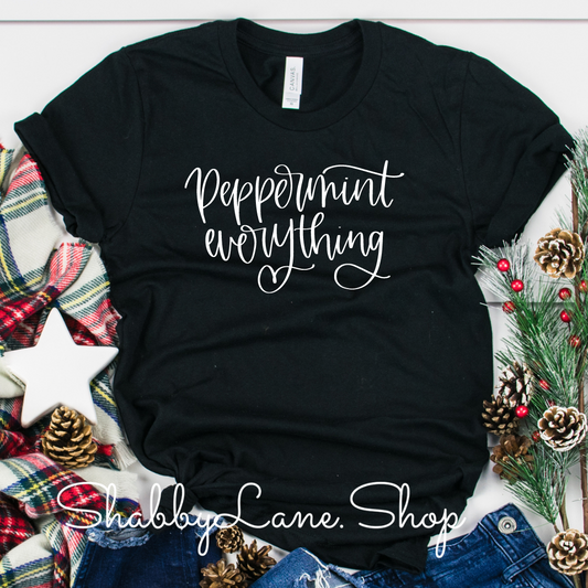 Peppermint everything- Black tee Shabby Lane   