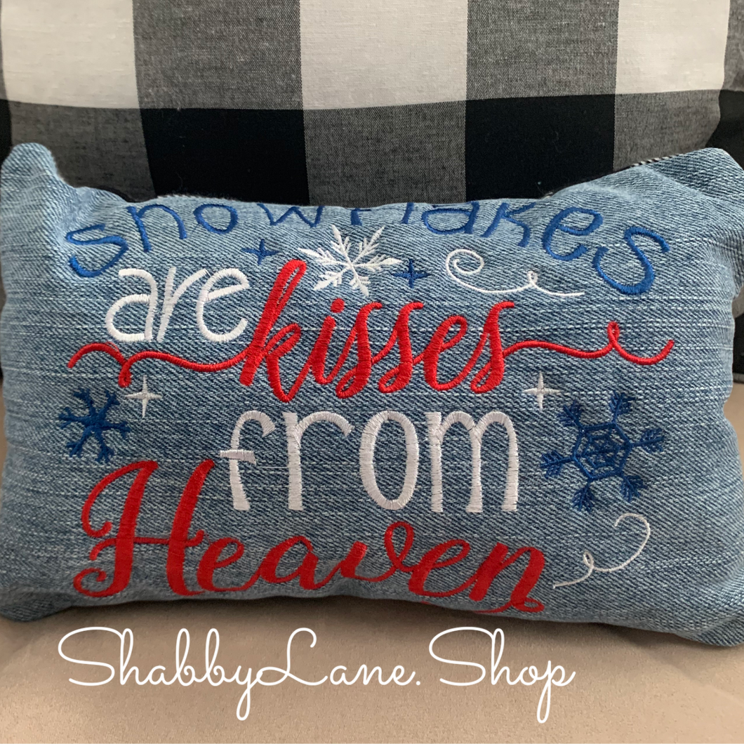 Snowflakes are kisses from heaven accent pillow red  Shabby Lane   