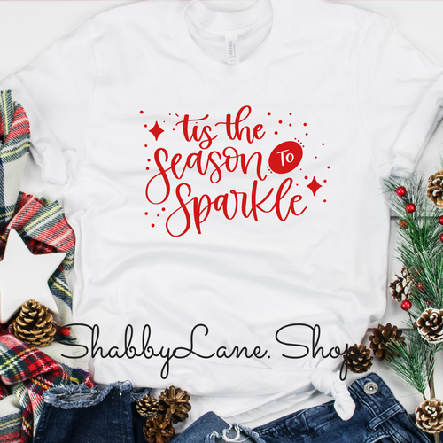 ‘Tis the season to sparkle - white tee Shabby Lane   