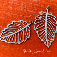 Load image into Gallery viewer, Beautiful leaf antiqued metal filigree earrings - style 2 silver  Shabby Lane   