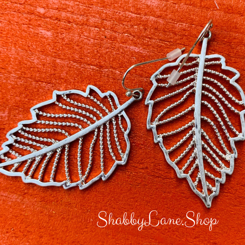 Beautiful leaf antiqued metal filigree earrings - style 2 silver  Shabby Lane   