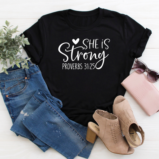 She is Strong black tee tee Shabby Lane   