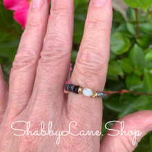 Load image into Gallery viewer, Black stretch beaded ring.  Shabby Lane   