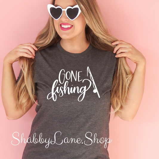 Gone Fishing - Dark Gray T-shirt tee Shabby Lane   