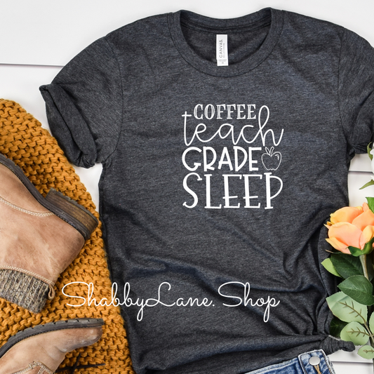 Coffee teach grade sleep! - Dk gray tee Shabby Lane   