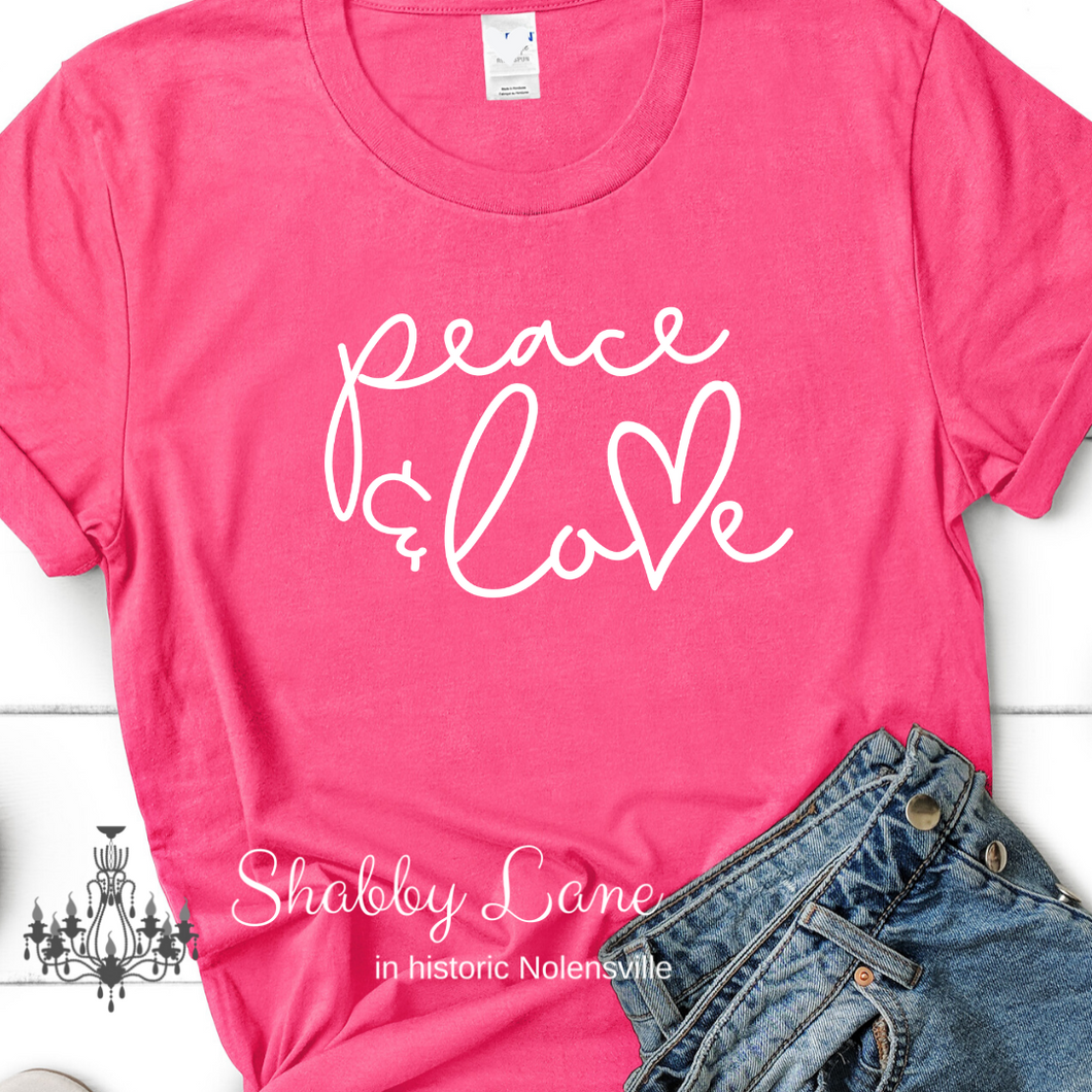 Peace and Love  t-shirt pink tee Shabby Lane   