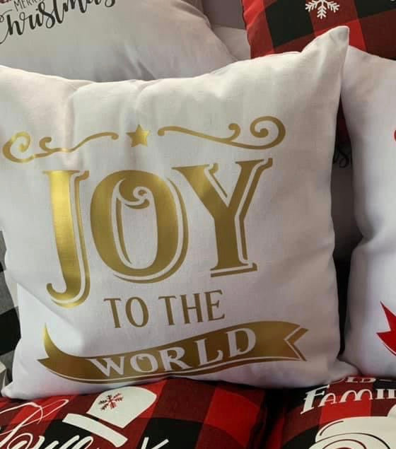 Joy to the world -Canvas pillow -gold  Shabby Lane   
