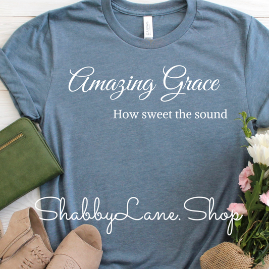 Amazing Grace how sweet the sound tee Slate tee Shabby Lane   