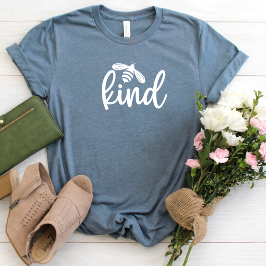 Bee Kind- slate blue tee Shabby Lane   