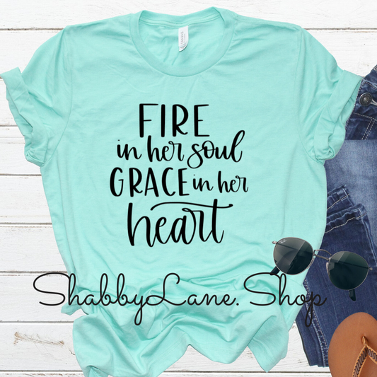 Fire in her soul - mint tee Shabby Lane   