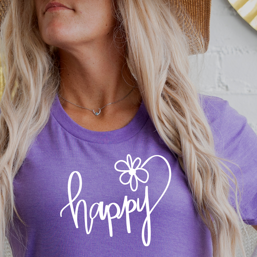 Happy T-shirt lavender tee Shabby Lane   